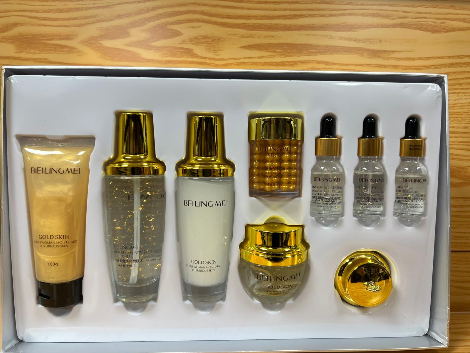 Luxury Skincare Set for Women & Men - Golden-Tone - 9pcs